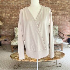 Apana Sweatshirt Beige V-neck L Casual Everyday Loungewear Cozy Soft